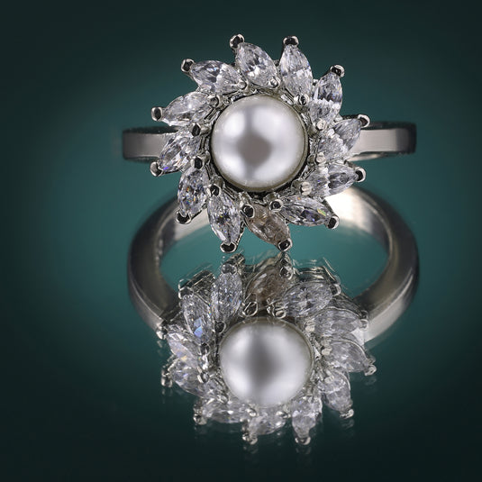 925 Silver Sunburst Pearl RIng