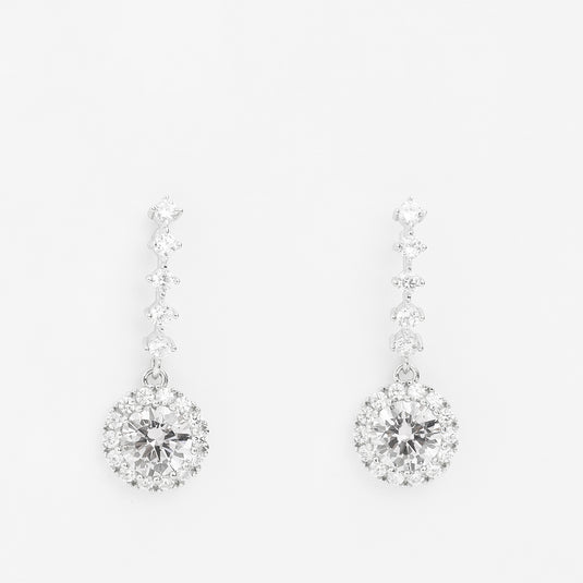 925 Silver Pink Stone Drop Earrings