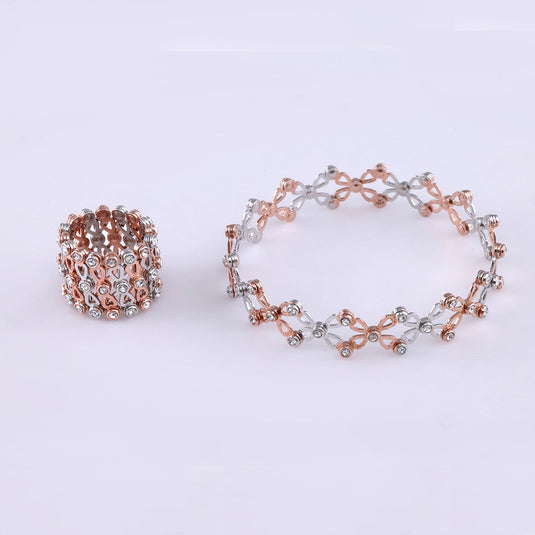925 Silver 2-in-1 Retractable Ring-to-Bracelet (Rose-Gold Mix)