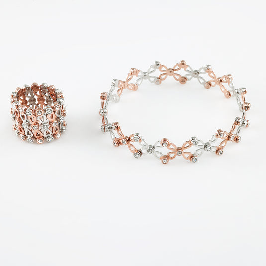 925 Silver 2-in-1 Retractable Ring-to-Bracelet (Rose-Gold Mix)