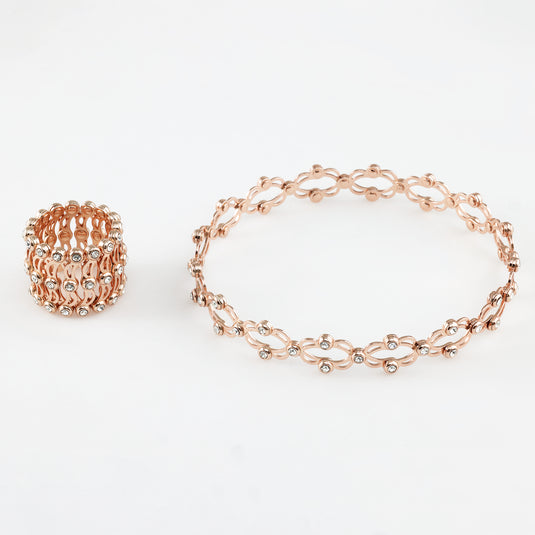 925 Silver 2-in-1 Retractable Ring-to-Bracelet (Rose-Gold Finish)