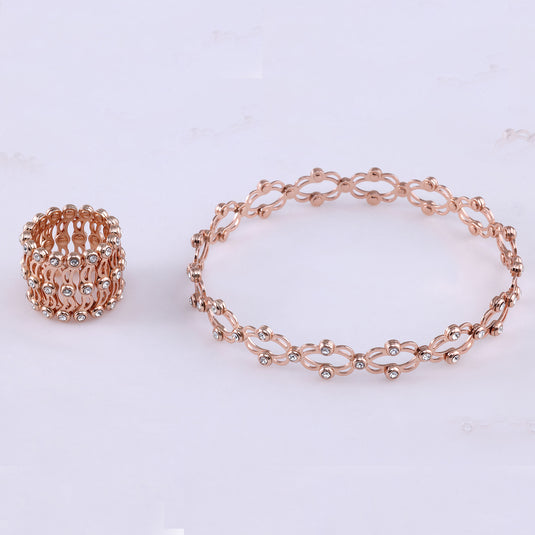 925 Silver 2-in-1 Retractable Ring-to-Bracelet (Rose-Gold Finish)