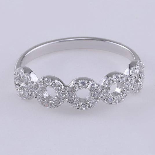 925 Silver Fivefold Open Circle Ring