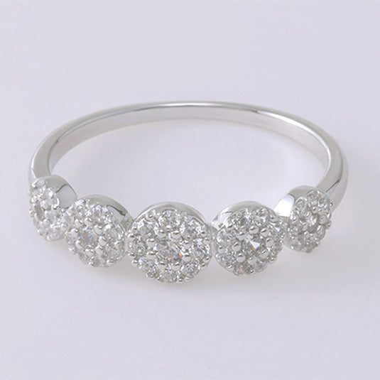 Floral Cluster Silver Band Ring