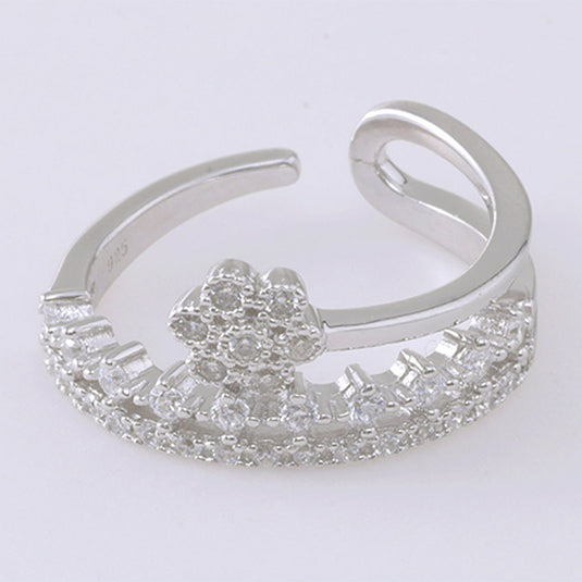 Triple Band Pavé Silver Ring