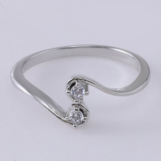 925 Silver Double Stone S-Curve Ring