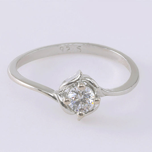 Round Solitaire Silver Ring