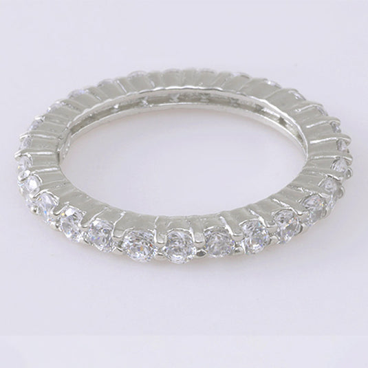 Multi Row Crystal Silver Ring