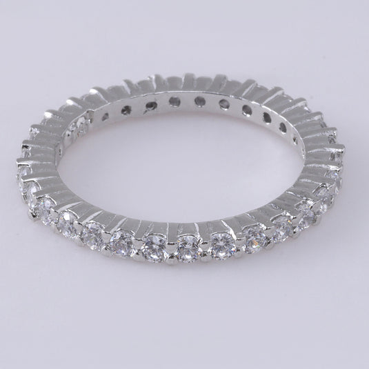 925 Silver Minimal Halo Studded Ring