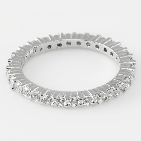 Double Line Crystal Band Ring