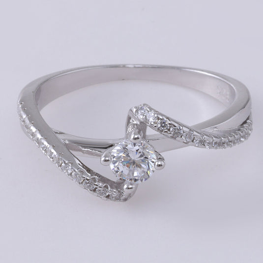 925 Silver Z-Style Studded Ring