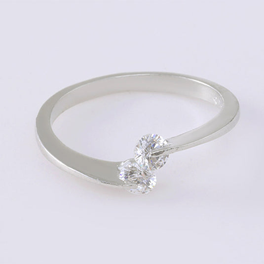 Solitaire Stone Open Silver Ring
