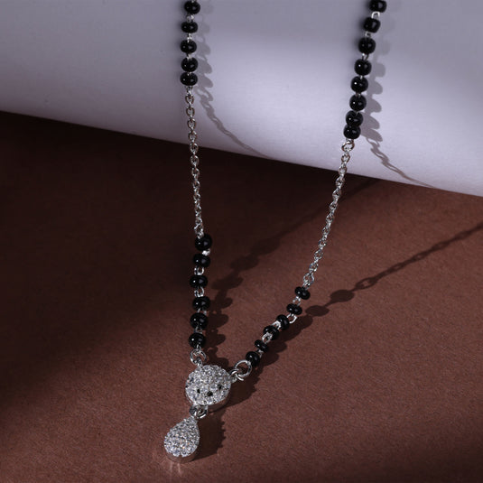 925 Silver Studded Double Drop Mangalsutra