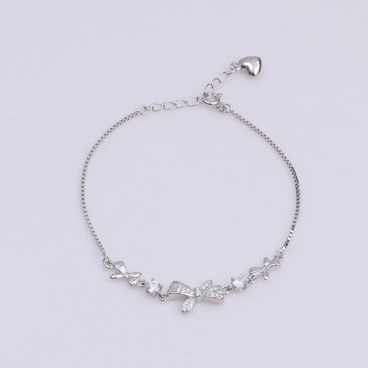 925 Silver Pookie Bows Studded Bracelet