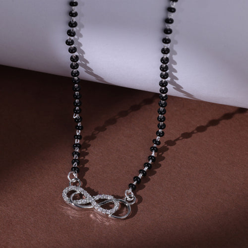 925 Silver Double Infinity Studded Mangalsutra
