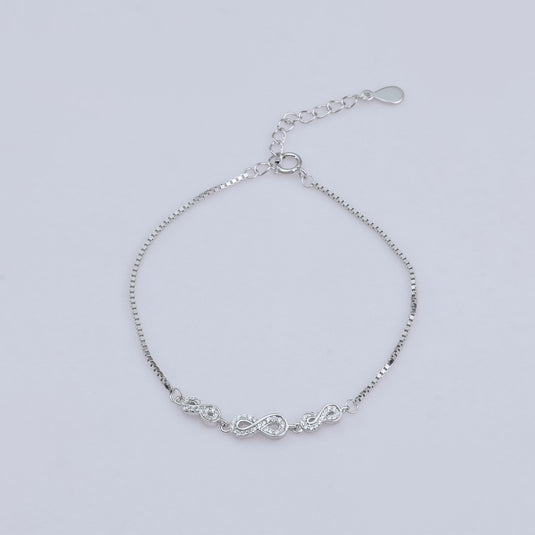 925 Silver Studded Infinity Bracelet