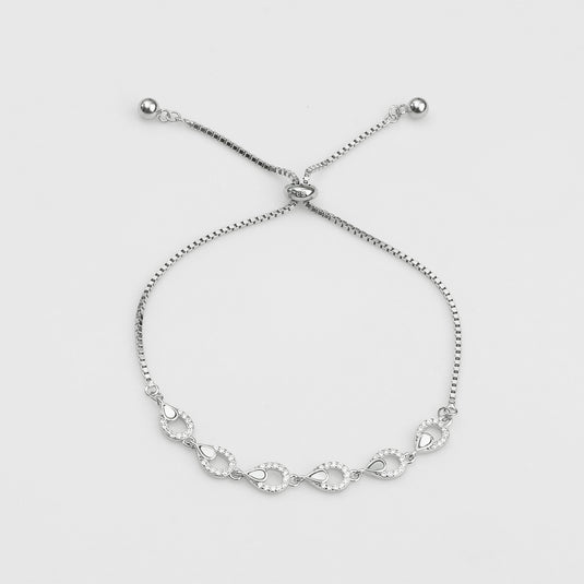 925 Silver Pear Drop Adjustable Bracelet