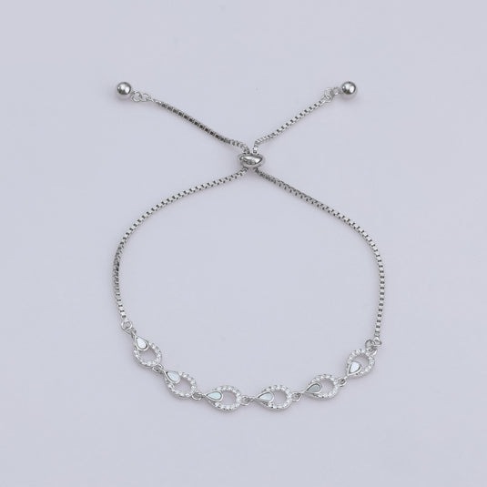 925 Silver Pear Drop Adjustable Bracelet