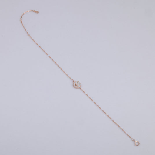 925 Silver Star Studded Circle Bracelet (Rose-Gold Finish)