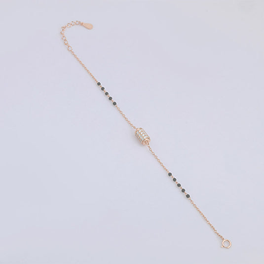 Straight Chain Blue Bead Bracelet