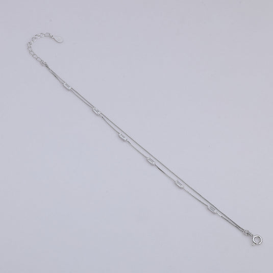 925 Silver Layered Rectangular Stone Bracelet