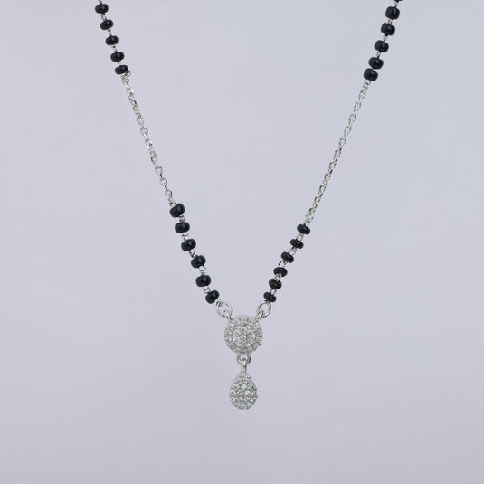 925 Silver Studded Double Drop Mangalsutra