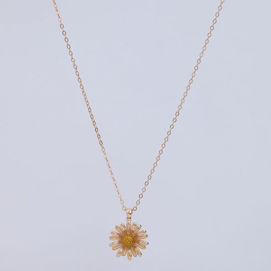 925 Silver Daisy Flower Pendant (Rose-Gold Finish)