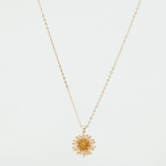 925 Silver Daisy Flower Pendant (Rose-Gold Finish)