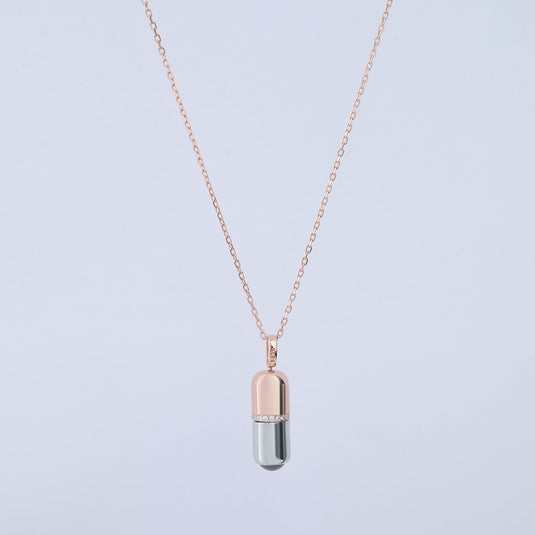 925 Silver Dual-Tone Capsule Pendant (Rose-Gold Finish)