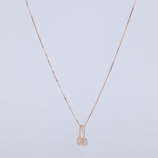 925 Silver Spoon & Fork Charm Pendant (Rose-Gold Finish)