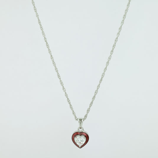 925 Silver Romantic Red Heart Pendant