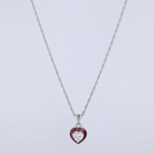 925 Silver Romantic Red Heart Pendant