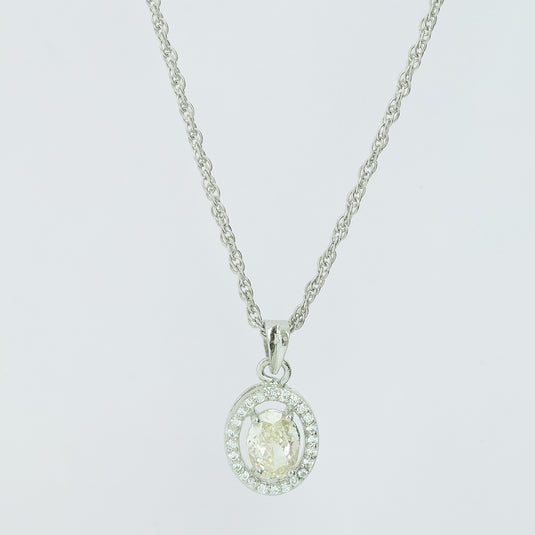 925 Silver Yellow Oval Stone Pendant