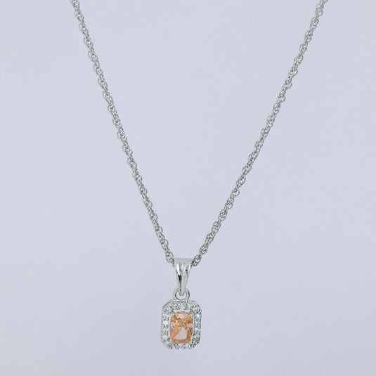 925 Silver Yellow Rectanglular Stone Pendant