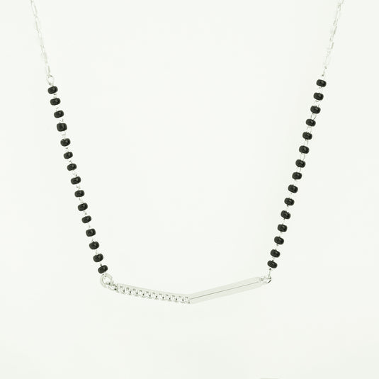 925 Silver Studded Angular Bar Mangalsutra