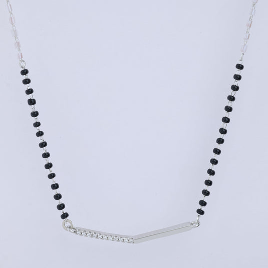 925 Silver Studded Angular Bar Mangalsutra