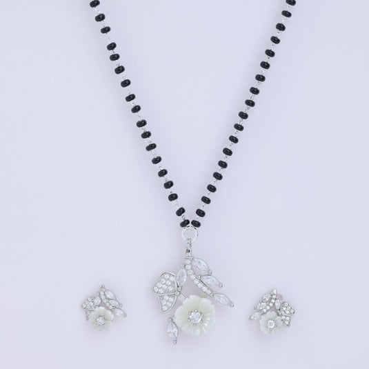 925 Silver Floral & Leaf Branch Mangalsutra Set
