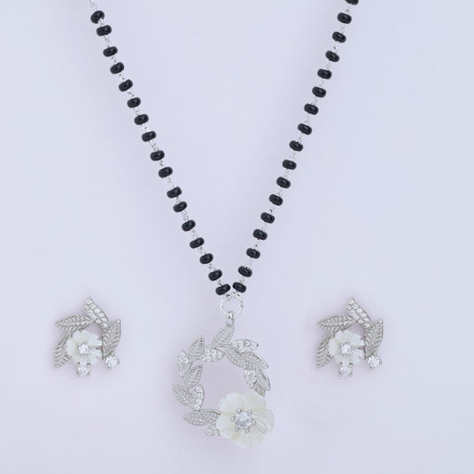925 Silver Floral Wreath Mangalsutra Set