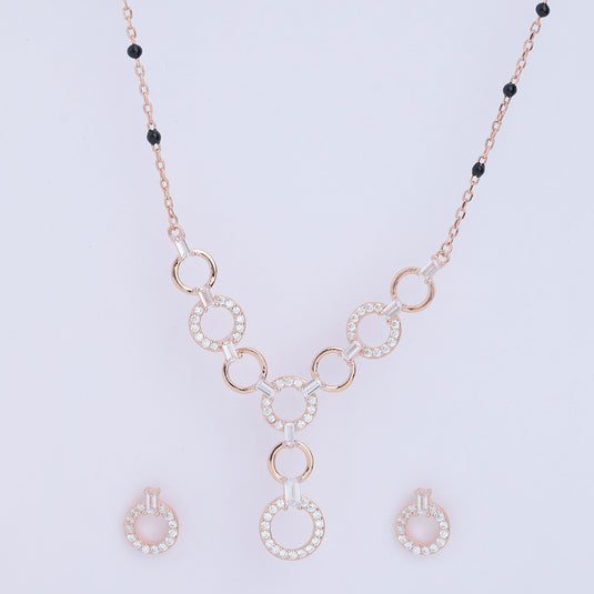 925 Silver Eternal Loops Studded Mangalsutra (Rose-Gold Finish)