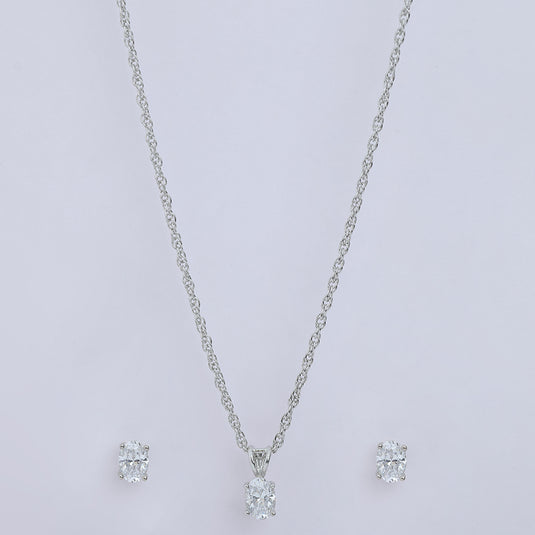 925 Silver Round Stone Pendant Set