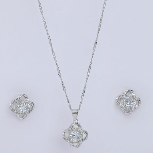 925 Silver Wrapped Stone Pendant Set