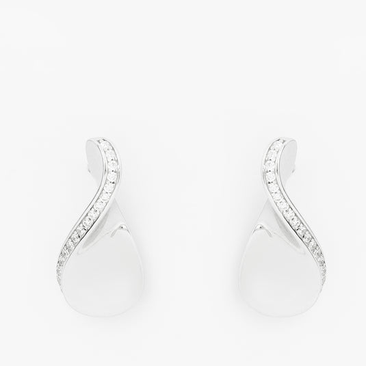 925 Silver Studded Petal Earrings