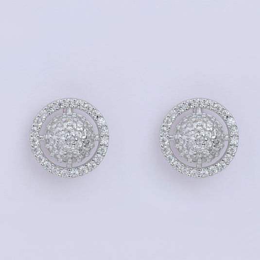 925 Silver Studded Open Circle Earrings