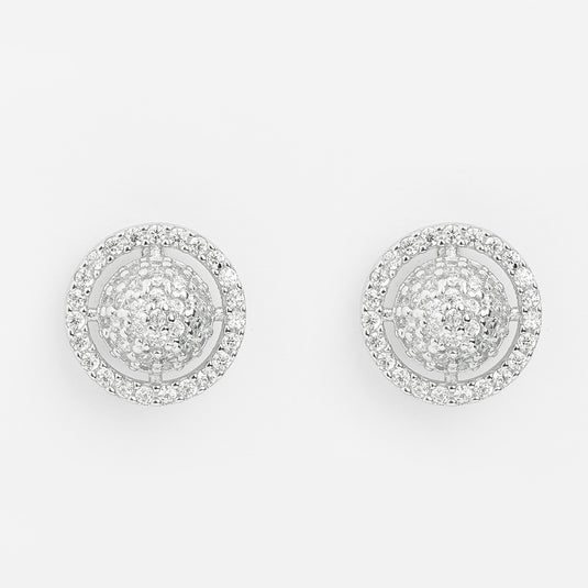 925 Silver Studded Open Circle Earrings