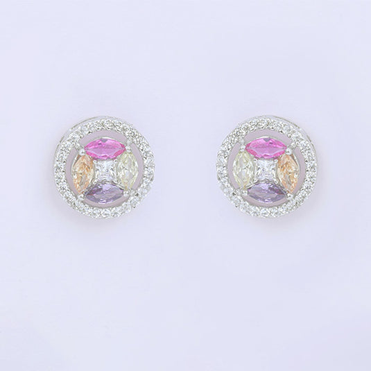 Color Stone Stud Earrings