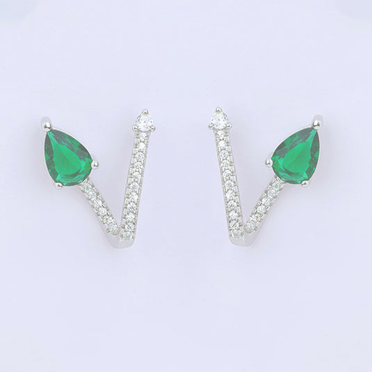 Green Stone Bar Earrings