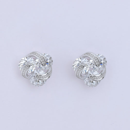 925 Silver Trinity Bloom Stud Earrings