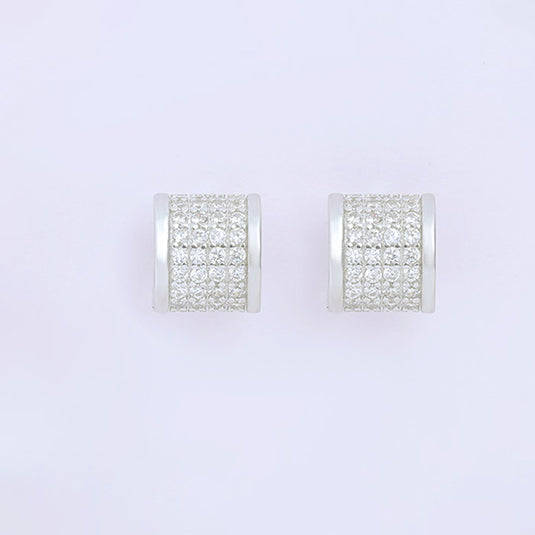 Silver Pavé Huggie Earrings