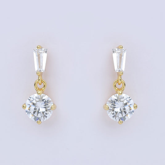 925 Silver Two-Stone Drop Earrings