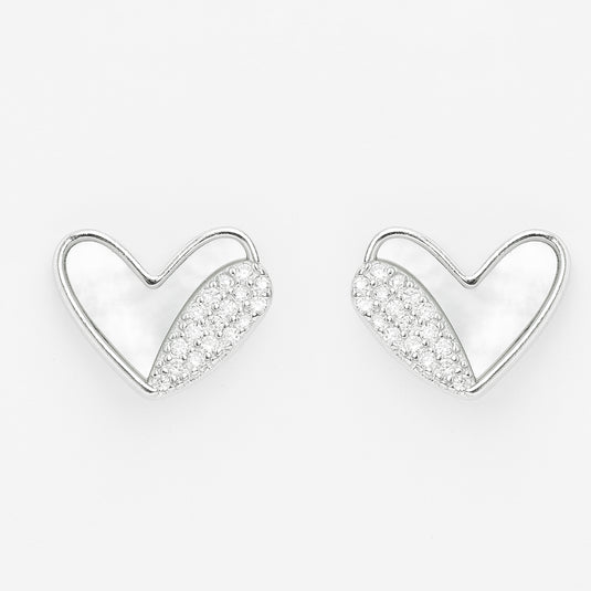 925 Silver Studded Heart Earrings